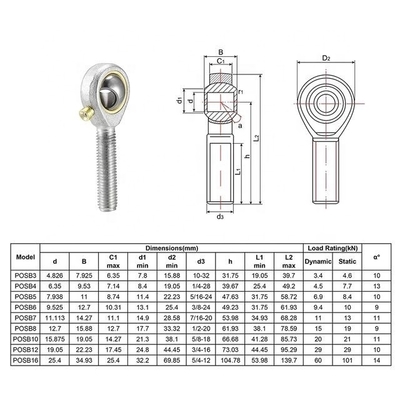 POSB3 POSB4 POSB5 POSB6 POSB7 POSB8 POSB10 POSB12 POSB16 Rod End Bearings for Industrial